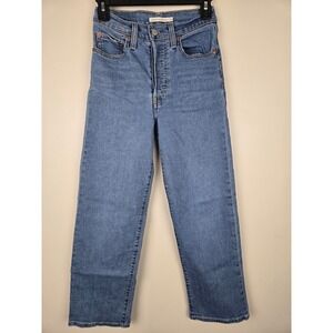 Levi Strauss Co Ribcage Straight Ankle Jeans Medium Wash Button Fly Size 24